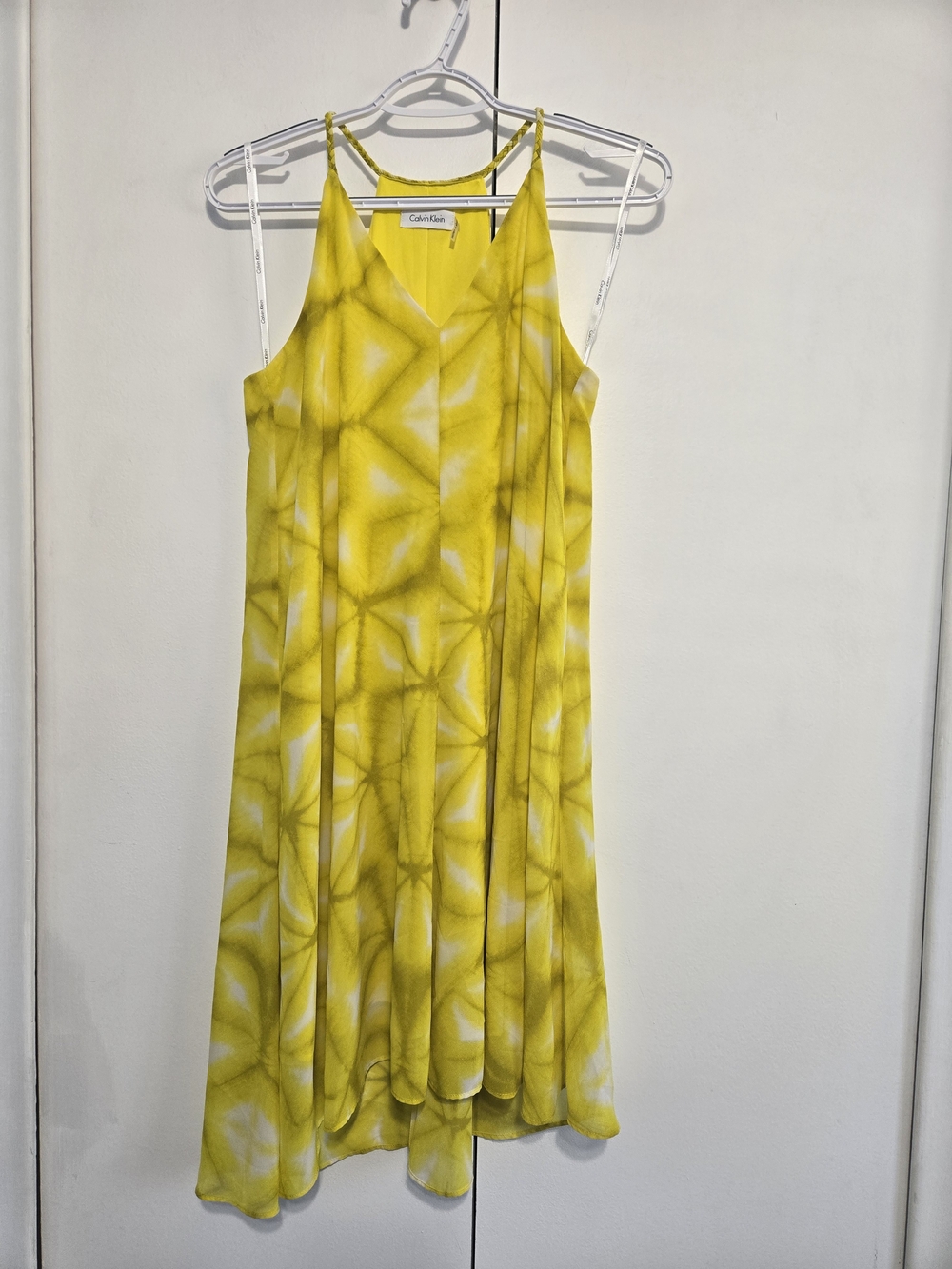 Calvin Klein Yellow Abstract‎ Print Sleeveless Swing Dress Size 2